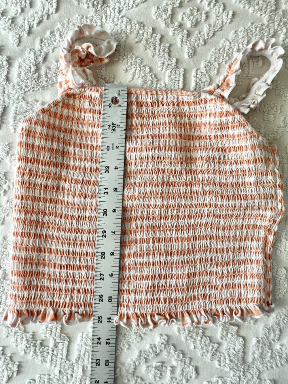 Smocked Gingham Crop Top | Size Medium | Cottagecore Festival Picnic Core - Picture 7 of 7
